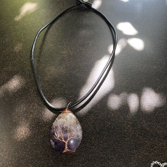 Tree Of Life Pendant Wire Wrap Necklace Amethyst Stone, Reiki, Yoga, Buddhist - Picture 6 of 6